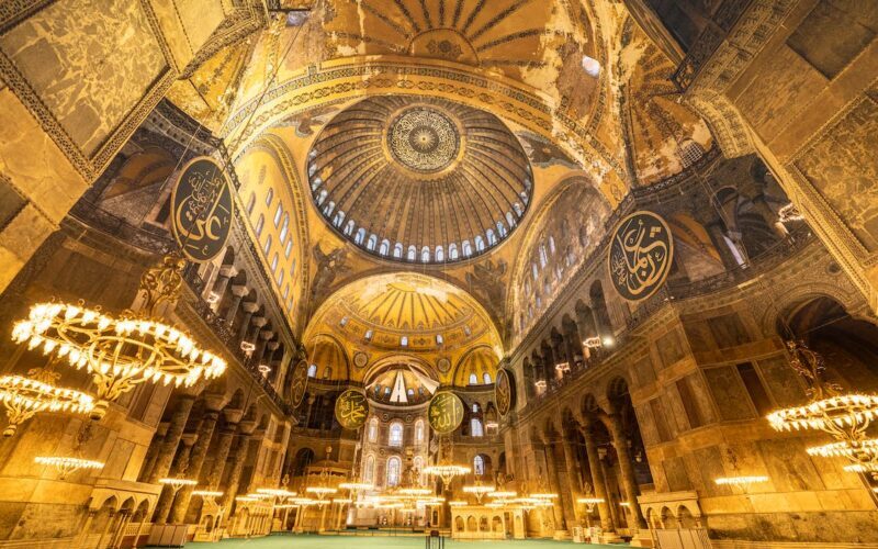 Majestic Golden Interior of Hagia Sophia Mosque