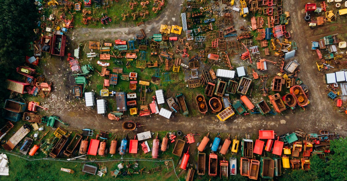Recycling for Profit - Vibrant aerial shot of a scrapyard filled with colorful metal items in Northern Ireland.