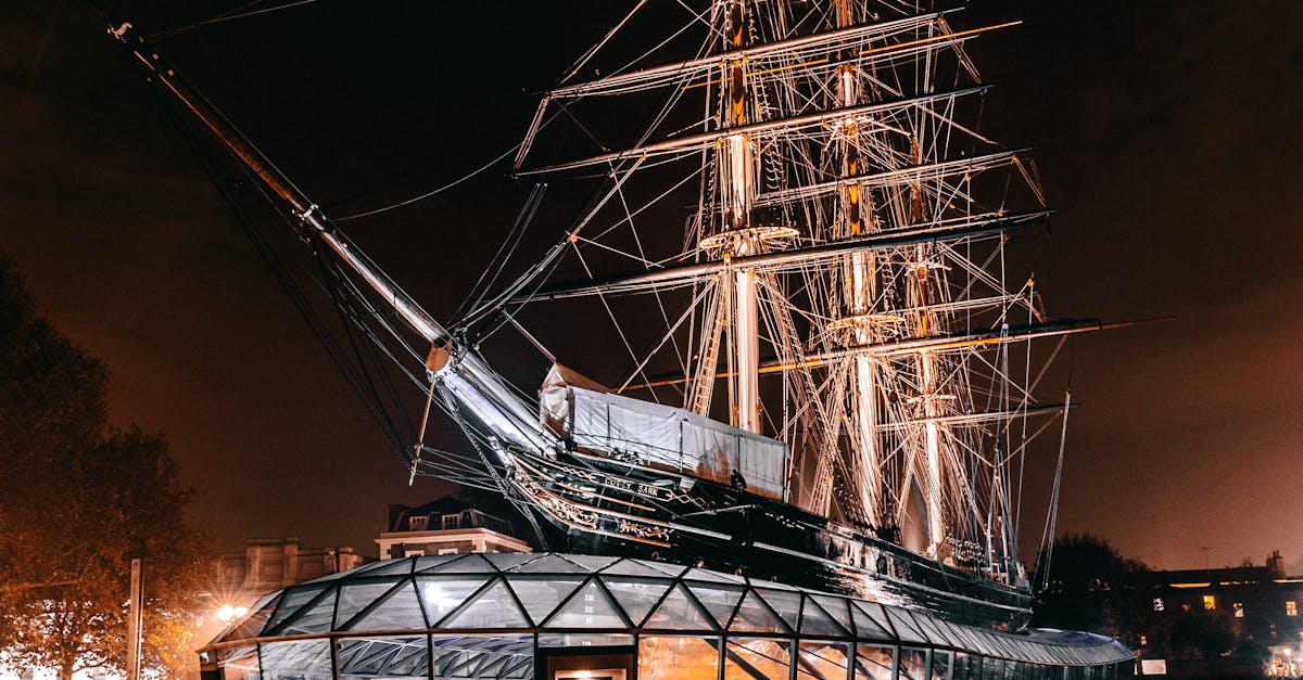 Crowdfunding in the UK - Night view of the iconic Cutty Sark ship in London, beautifully illuminated.